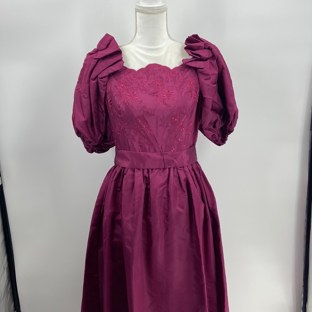 Long Formal Taffeta Burgundy Gown